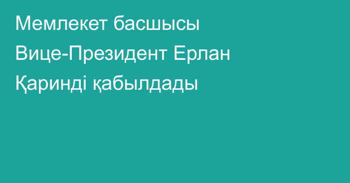 Мемлекет басшысы Вице-Президент Ерлан Қаринді қабылдады