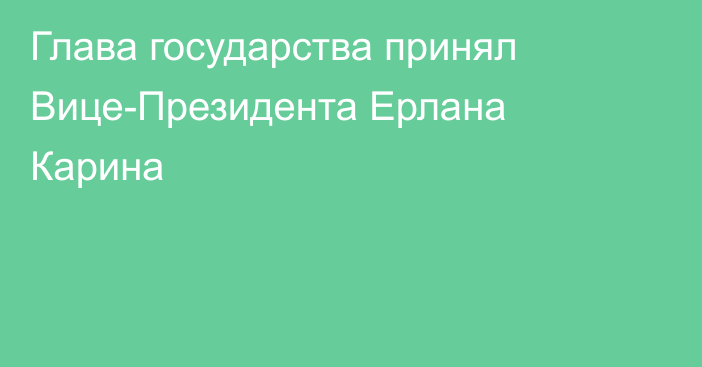 Глава государства принял Вице-Президента Ерлана Карина