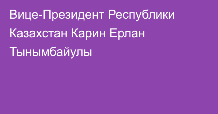 Вице-Президент Республики Казахстан Карин Ерлан Тынымбайулы
