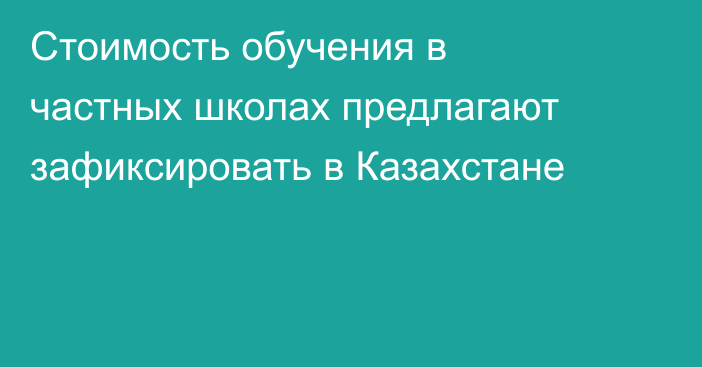 Стоимость обучения в частных школах предлагают зафиксировать в Казахстане