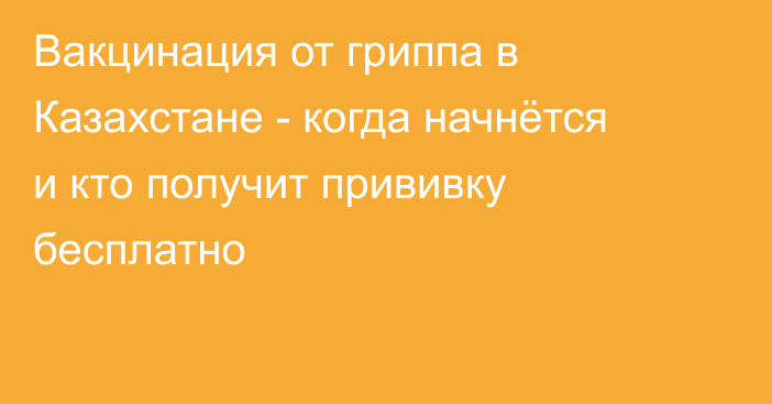 Вакцинация от гриппа в Казахстане - когда начнётся и кто получит прививку бесплатно