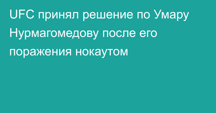 UFC принял решение по Умару Нурмагомедову после его поражения нокаутом