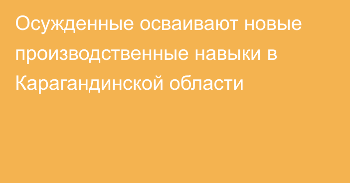 Осужденные осваивают новые производственные навыки в Карагандинской области