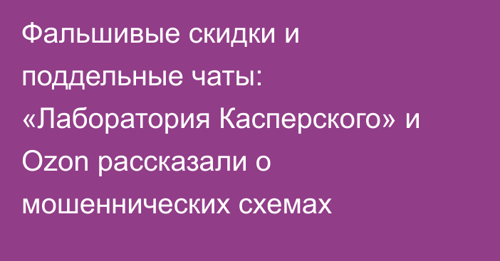 Фальшивые скидки и поддельные чаты: «Лаборатория Касперского» и Ozon рассказали о мошеннических схемах