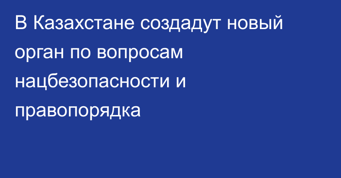 В Казахстане создадут новый орган по вопросам нацбезопасности и правопорядка