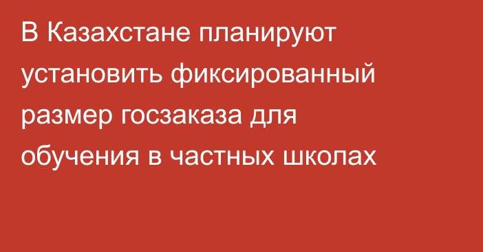 В Казахстане планируют установить фиксированный размер госзаказа для обучения в частных школах
