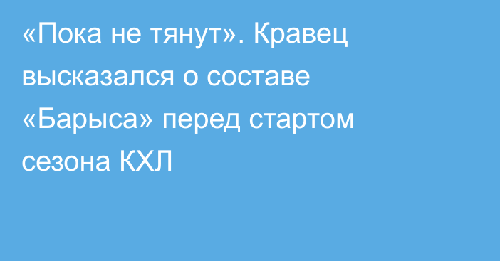 «Пока не тянут». Кравец высказался о составе «Барыса» перед стартом сезона КХЛ