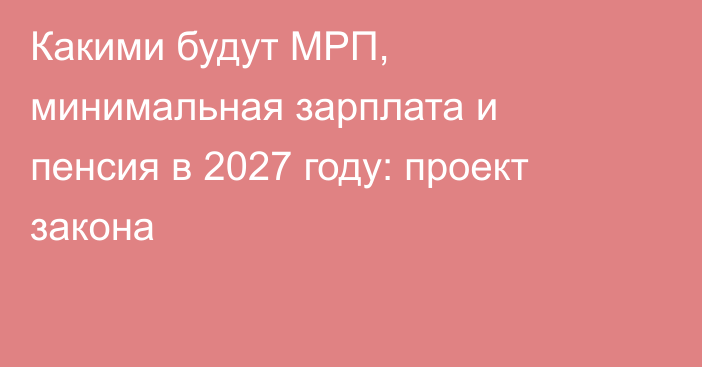 Какими будут МРП, минимальная зарплата и пенсия в 2027 году: проект закона