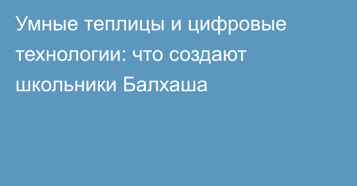 Умные теплицы и цифровые технологии: что создают школьники Балхаша