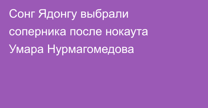Сонг Ядонгу выбрали соперника после нокаута Умара Нурмагомедова