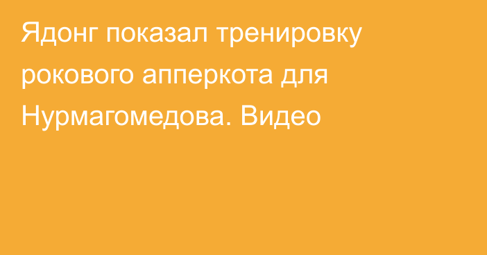 Ядонг показал тренировку рокового апперкота для Нурмагомедова. Видео