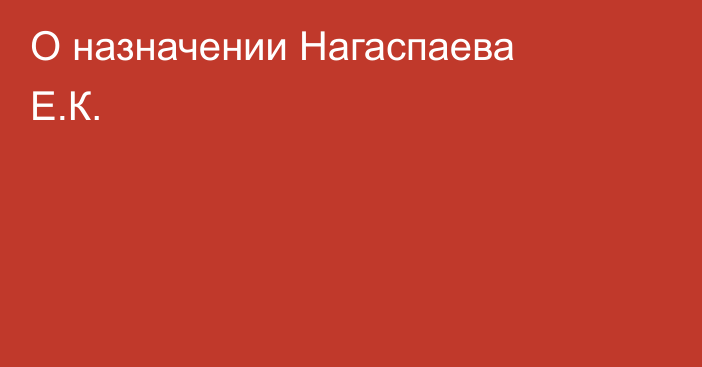 О назначении Нагаспаева Е.К.
