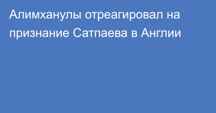 Алимханулы отреагировал на признание Сатпаева в Англии