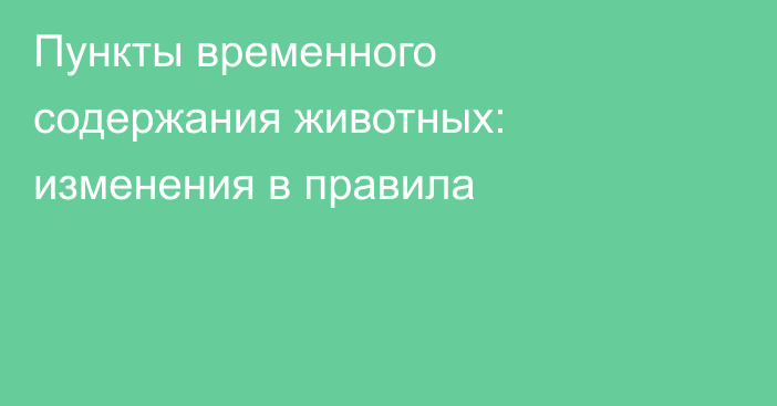 Пункты временного содержания животных: изменения в правила