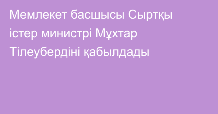 Мемлекет басшысы Сыртқы істер министрі Мұхтар Тілеубердіні қабылдады