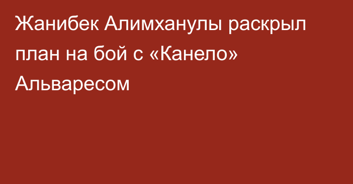 Жанибек Алимханулы раскрыл план на бой с «Канело» Альваресом