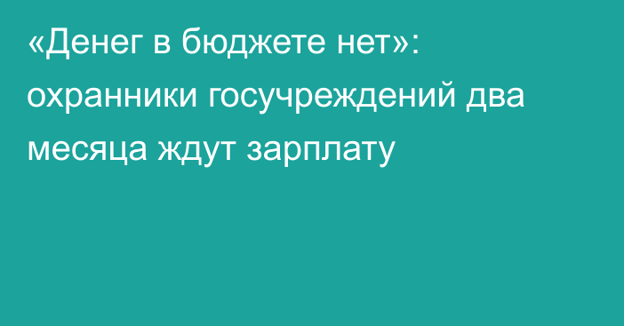 «Денег в бюджете нет»: охранники госучреждений два месяца ждут зарплату