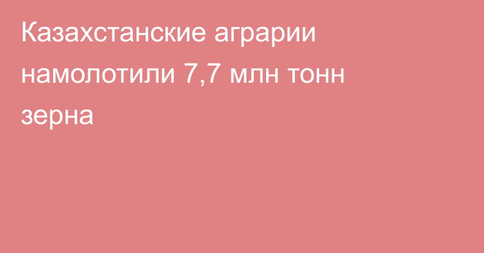 Казахстанские аграрии намолотили 7,7 млн тонн зерна