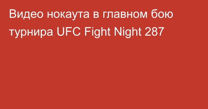 Видео нокаута в главном бою турнира UFC Fight Night 287