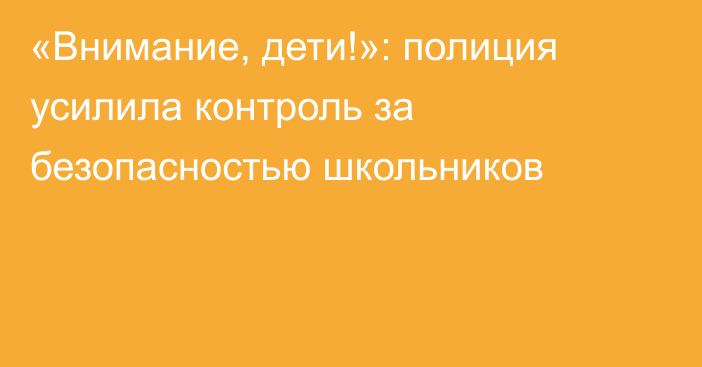 «Внимание, дети!»: полиция усилила контроль за безопасностью школьников