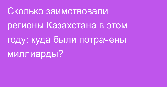 Сколько заимствовали регионы Казахстана в этом году: куда были потрачены миллиарды?