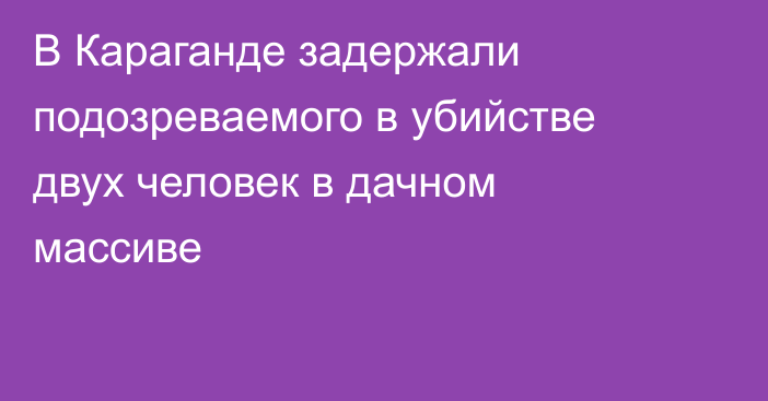 В Караганде задержали подозреваемого в убийстве двух человек в дачном массиве