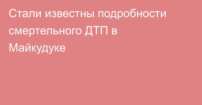 Стали известны подробности смертельного ДТП в Майкудуке