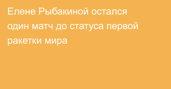 Елене Рыбакиной остался один матч до статуса первой ракетки мира