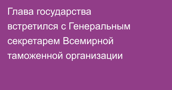 Глава государства встретился с Генеральным секретарем Всемирной таможенной организации