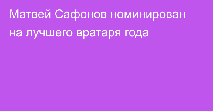 Матвей Сафонов номинирован на лучшего вратаря года