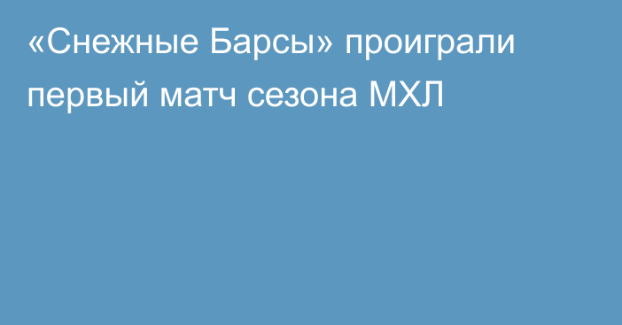 «Снежные Барсы» проиграли первый матч сезона МХЛ