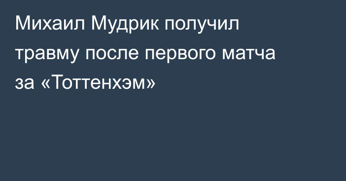 Михаил Мудрик получил травму после первого матча за «Тоттенхэм»
