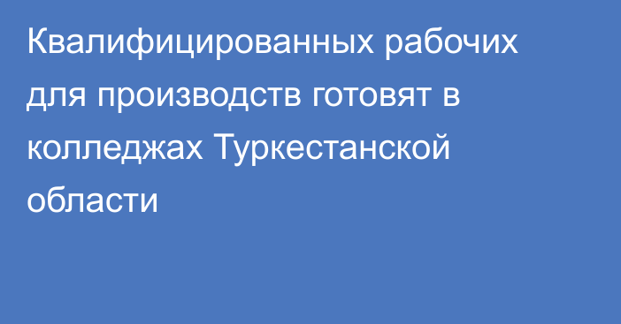 Квалифицированных рабочих для производств готовят в колледжах Туркестанской области